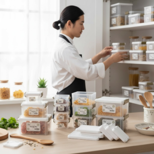 Aroni Household Stackable Storage Container set with vertical locking lids for kitchen organization.