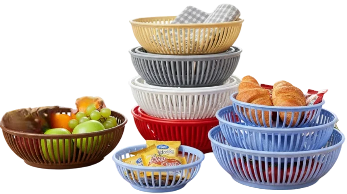 Set of two large blue Korean Fruit/Vegetable Baskets made from durable plastic for kitchen use