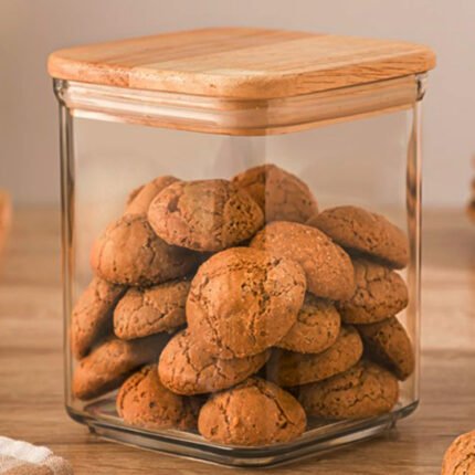 Limon Square Canister With Wooden Lid 850 Ml