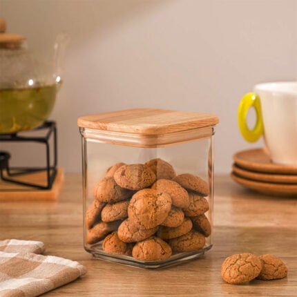 Limon Square Canister With Wooden Lid 850 Ml