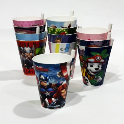 Kids' Character 250ml Plastic Juice Glass With Straw