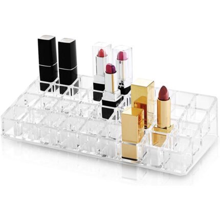 27 Slot Lipstick Shelf Makeup Organizer Stand and Brush Holder