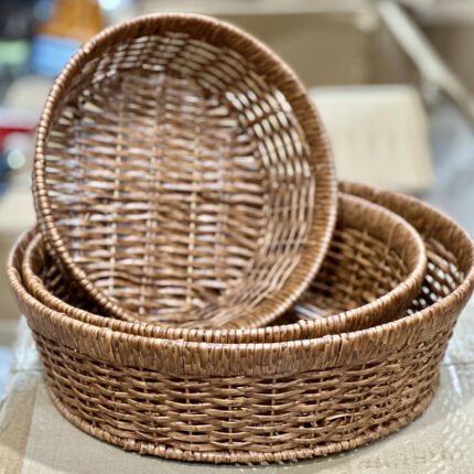 Round Multi-Purpose Cane storage basket and bread basket for serving