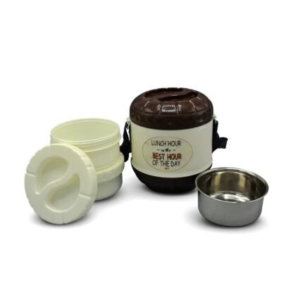 Enjoy the taste of home-cooked meals anytime, anywhere with this 3-Tier Insulated Lunch Carrier – a practical and stylish tiffin box perfect for office lunch, school meals, or travel picnics. Designed to retain heat for hours, this lunch box set keeps your food fresh, warm, and ready to eat. This carrier includes three durable, airtight food containers made from high-quality plastic and steel for heat retention and hygiene. The outer shell is fully insulated with a secure lid and a sturdy carrying strap, making it easy to transport meals wherever you go. Ideal for storing roti, rice, curry, pasta, vegetables, or snacks, this lunch box is especially useful for Pakistani working professionals, school-going kids, or outdoor travelers. The sleek label "There's No Taste Like Home" adds a cozy and personal touch. ✅ 3 compartments for complete meal storage ✅ Insulated body – keeps food hot for long hours ✅ Leakproof steel containers with tight lids ✅ Convenient carry strap – easy for school & office ✅ Ideal for desi meals like daal, chawal, sabzi, roti, noodles & more