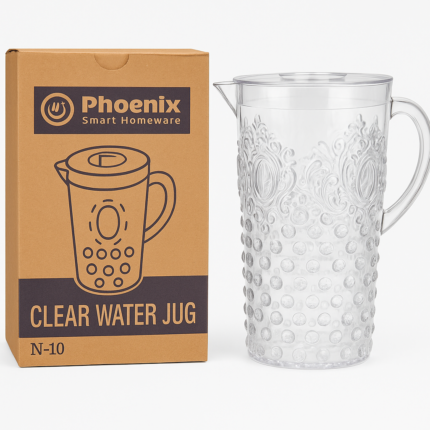 Elegant Leaf-Inspired Clear Plastic Jug – Lightweight & Durable Pitcher
