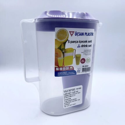 Plastic Water Set, Jug And Glasses, Hosuehold Treat Jug Made in Turkey