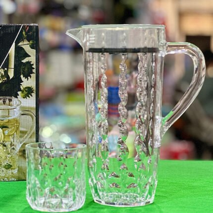 Water Set Acrylic Unbreakable Plastic Water Set Crystal Clear Water Set 7pcs (Water Drop Cut SG)