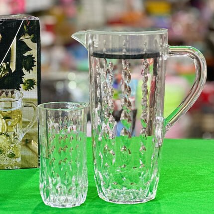 Water Set Acrylic Unbreakable Plastic Water Set Crystal Clear Water Set 7pcs (Water Drop Cut BG)