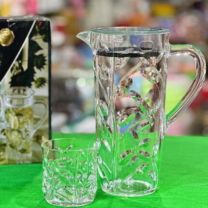 Water Set Acrylic Unbreakable Plastic Water Set Crystal Clear Water Set 7pcs (Leaves Cut SG)