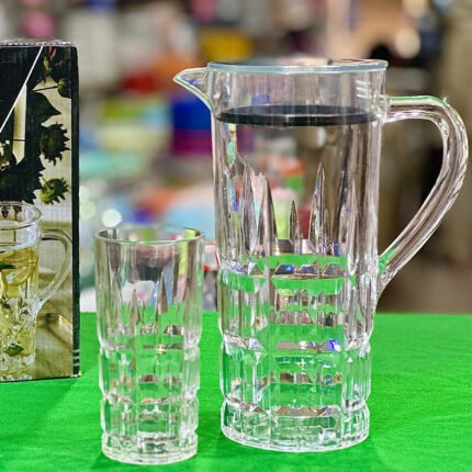 Water Set Acrylic Unbreakable Plastic Water Set Crystal Clear Water Set 7pcs (Spearhead Cut BG)