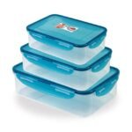 Lock & Seal Rectangular Food Container Set – 3-Piece BPA-Free Airtight Plastic Boxes for Fridge, Freezer & Lunch – Stackable & Leakproof Design