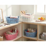 Aroni Household Royal 3-in-1 nested Fruit and Vegetable basket set in grey for kitchen organization.