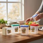 Aroni Household 2-in-1 Salt and Pepper Shaker with Dual Partitions being used to season a fried egg.