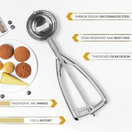 Ice Cream Scoop Spoon Stainless Steel Ice Cream Spoon Scooper Cookie Scoop for Meatballs Mellon Balls