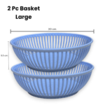 Set of two large blue Korean Fruit/Vegetable Baskets made from durable plastic for kitchen use