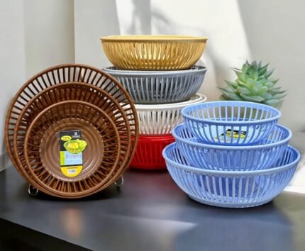 Korean 3-in-1 Baskets Set (S, M, L) Multipurpose Organizer Basket Set For Home, Kitchen, Living Room, Bed Room Organization Ideal For Keeping Fruits, Vegetables