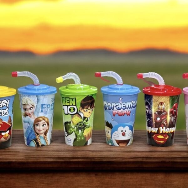 Kids Cartoon Straw Cups – 3D Printed Plastic Sipper Cups for Kids | Multi-Design | Durable & BPA-Free