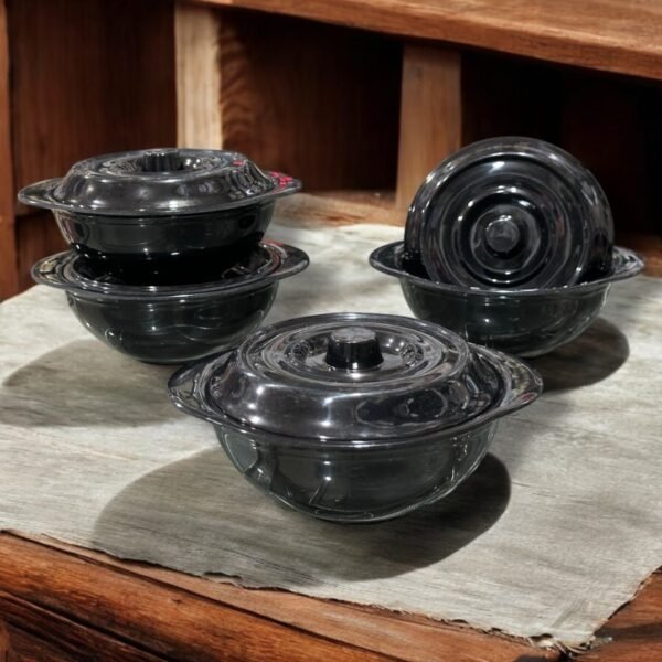 Black Melamine Donga/Bowl with Lid