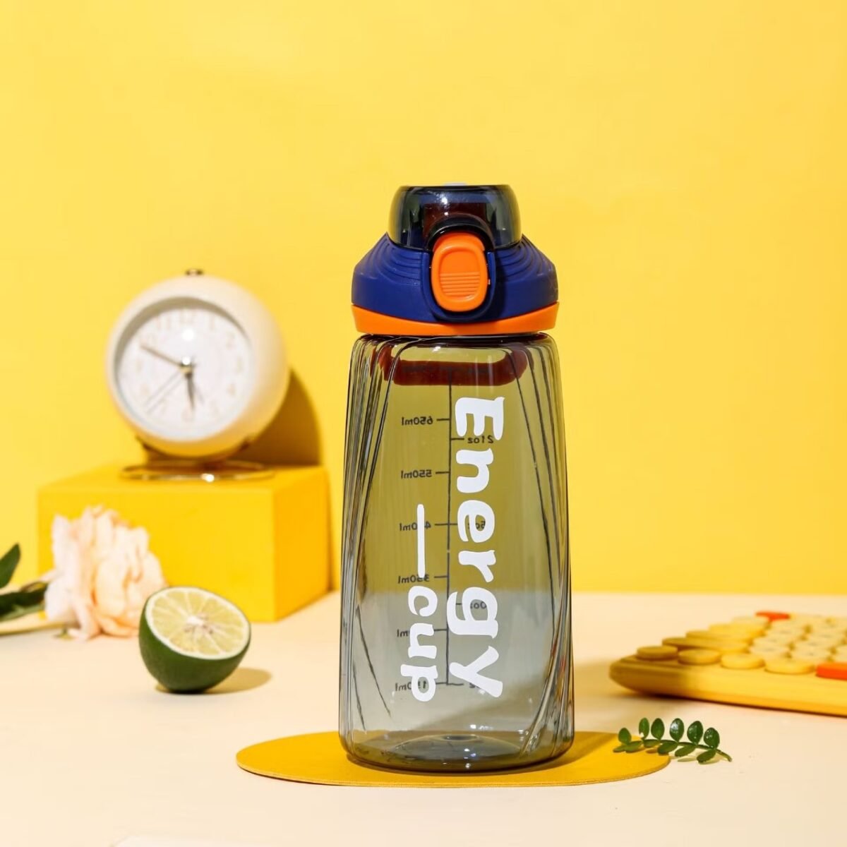 Stay hydrated in style with the all-new Energy Cup 750ml Water Bottle, designed for daily use whether you're at school, the gym, office, or on-the-go. Made with high-quality BPA-Free plastic, this lightweight bottle features a secure flip-lock cap that prevents leaks and spills – perfect for your backpack or gym bag. The sleek design and trendy colors make it a favorite among boys, girls, teens, and fitness lovers. Ideal for both hot and cold drinks, this durable bottle is easy to clean and comfortable to carry. A must-have for students, professionals, and athletes who want to drink water the smart way!