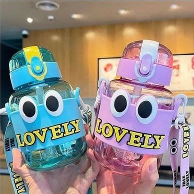 Cute Kids Water Bottles with Straw | Leak-Proof BPA-Free Cartoon Bottles with Strap – 500ml