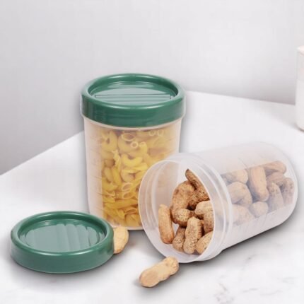 Airtight Green Lid Candy Storage Jar – Food Grade Plastic Jar for Kitchen, Snacks & Pantry Organization