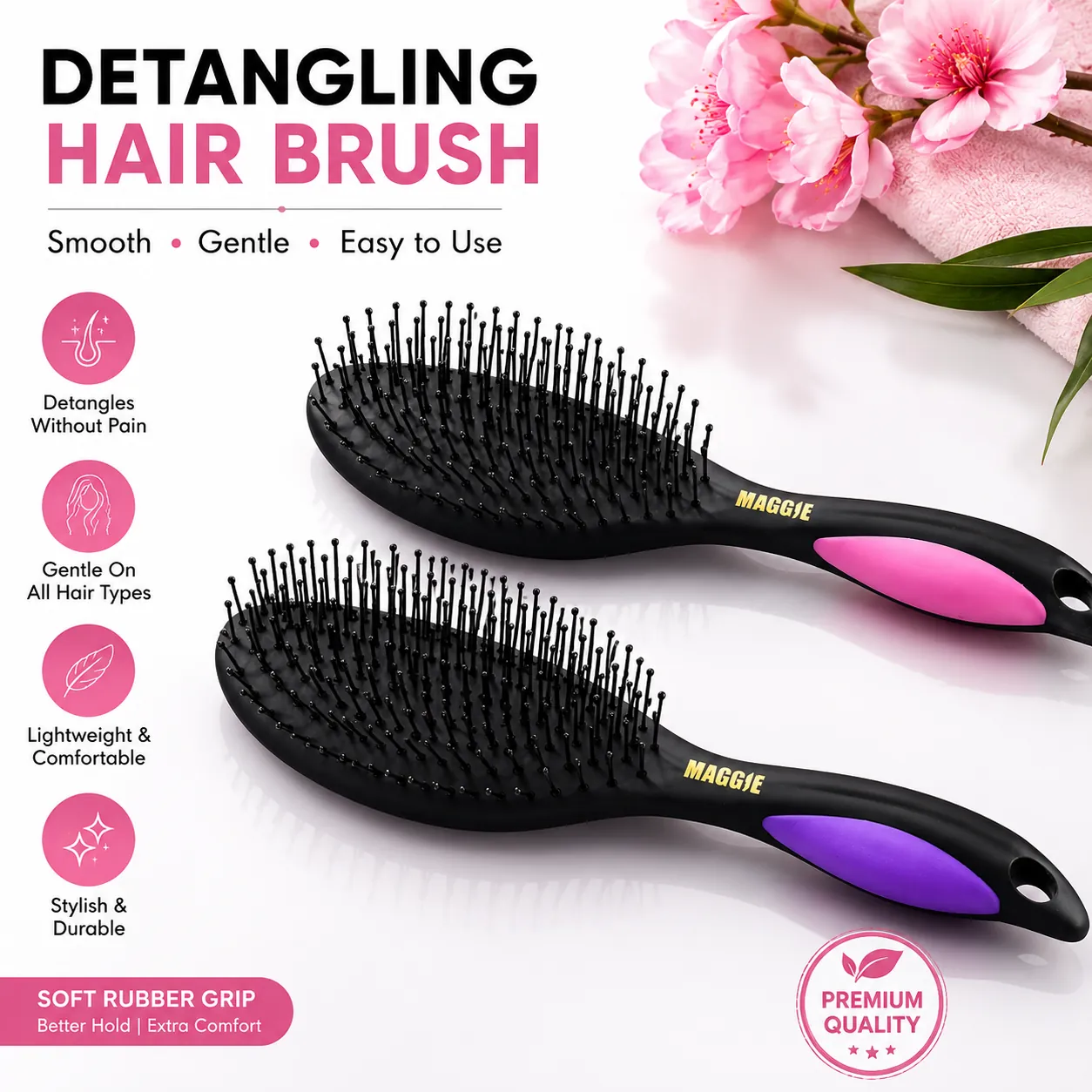 detangling-hair-brush-pakistan.jpg Black detangling hair brush with soft grip handle in pink or purple