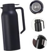 "1.5L black and white vacuum thermal jugs with ergonomic handles and leak-proof lids – ideal for hot and cold beverages"