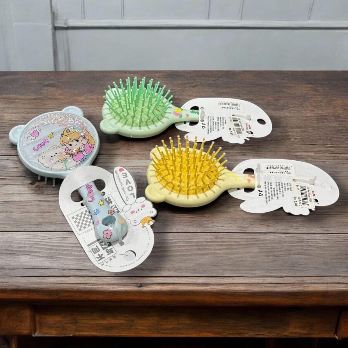Cute Cartoon Kids Hair Brush Set – Soft Bristle Paddle & Bear Brushes, Detangling, No-Tangle, Easy Grip for Children