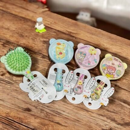 Cute Cartoon Kids Hair Brush Set – Soft Bristle Paddle & Bear Brushes, Detangling, No-Tangle, Easy Grip for Children