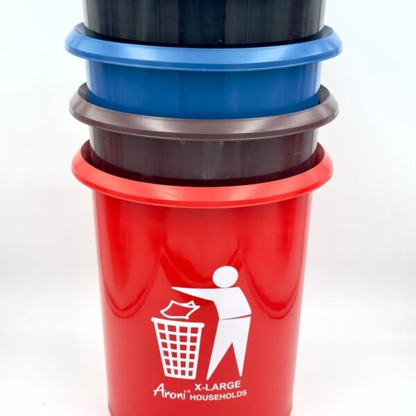 Aroni plastic printed waste bin in brown color – large size dustbin for home or office