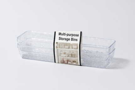 Clear plastic textured drawer tray with dimensions 25x9x3cm, shown for organizing kitchen, makeup, and office supplies – pack of 2.