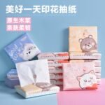 "24-pack cotton soft pocket tissue set with cartoon animal print – 3-ply skin-friendly tissues in a display box"