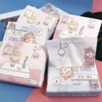 "24-pack cotton soft pocket tissue set with cartoon animal print – 3-ply skin-friendly tissues in a display box"