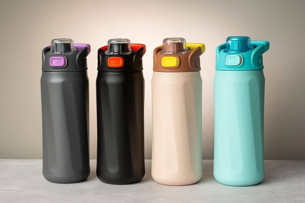 700ml insulated stainless steel thermos bottles in multiple colors with flip-top straw lids – 316 steel, hot & cold flask