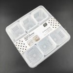"Multi-grid food storage basket with 9 compartments and transparent lid – ideal for organizing vegetables, snacks, and freezer items"