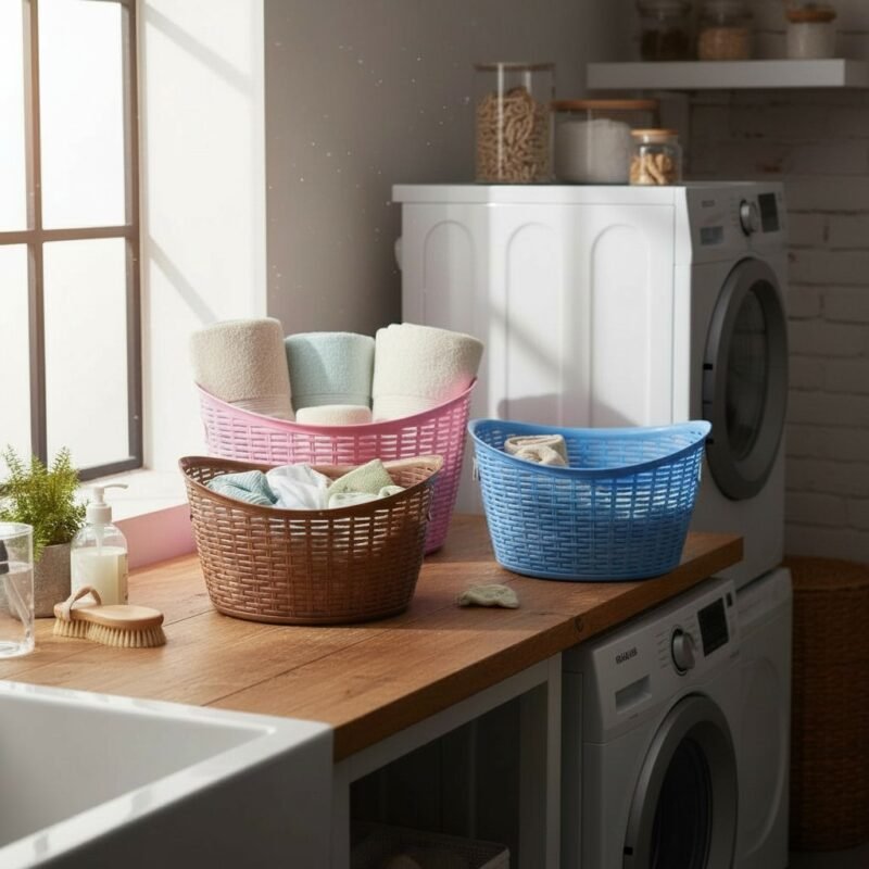 Aroni Household Kitchen, laundry and Multi Purpose Basket in multiple colors for laundry and kitchen storage.