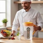 Primary Alt Text: Aroni Household 1.7L Water Jug Pitcher with colorful lids for kitchen service.