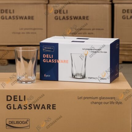 "Delisoga 6 pcs glass set – premium transparent drinking glasses 280ml for water, juice, cocktails and beverages"