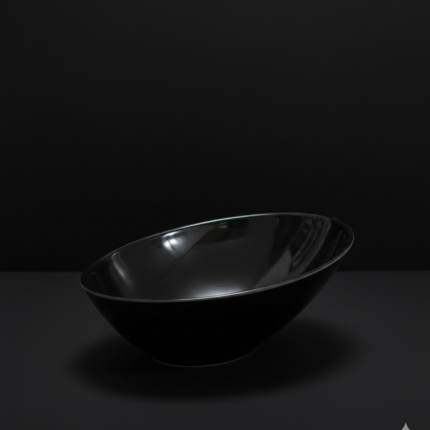 Black melamine soup bowl filled with hot ramen, boiled egg, meat, and vegetables, with chopsticks resting on top — durable, heat-resistant, and elegant serving bowl ideal for restaurants and homes