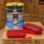 Stackable 2-tier tiffin lunch box set 1000ml and 1500ml with cutlery
