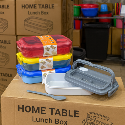 Multi-compartment leak-proof plastic lunch box 500ml and 750ml sizes