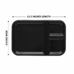 Black 3-compartment divided meal plate 11.5 x 8 inch