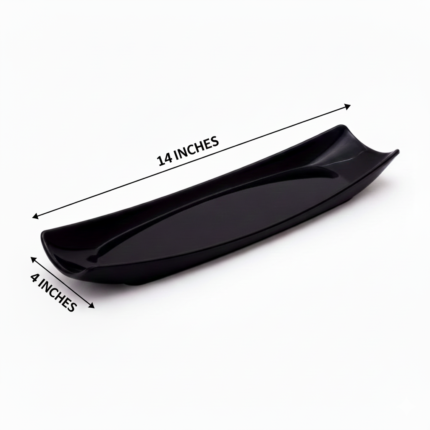 Unique black boat serving platter for Japanese food and appetizers