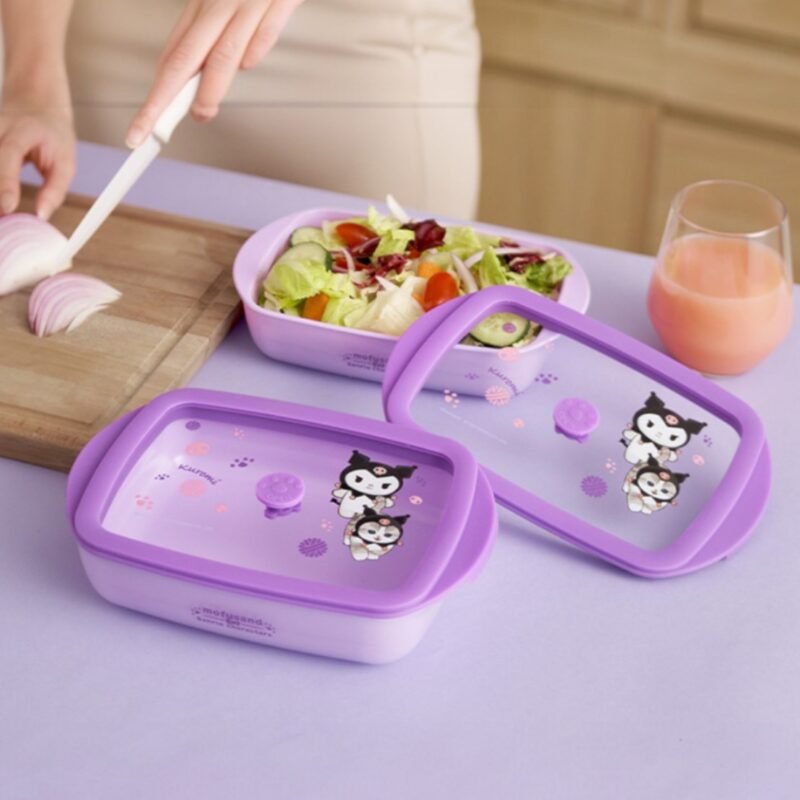 800ml Mofusand Sanrio glass lunch box microwave oven safe food container with silicone edge lid for office and school meals Pakistan.