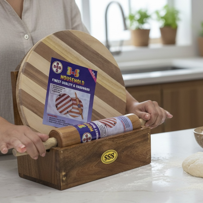 Wooden Chakla Belan Set Pin Roller Sheet Gift Box Packing Kitchen Accessories Wholesale Rate Pakistan