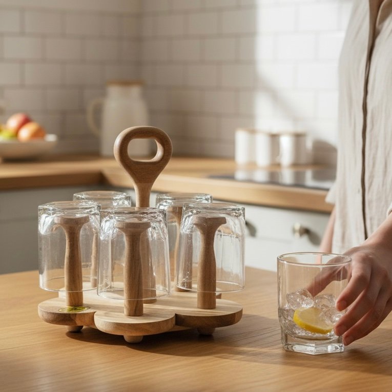 Best Wooden Glass Holder Stand Dryer Rack Kitchen Accessories Storage Wholesale Rate Pakistan