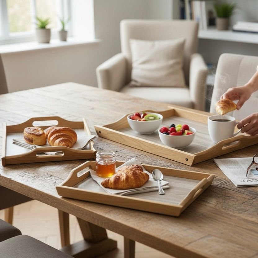 best-set-of-3-nesting-serving-trays-wood-texture-flower-print-kitchen-accessories-pakistan.jpg Set of 3 nesting serving trays large medium small dimensions with handles wooden texture and flower print durable plastic kitchen accessories wholesale price Pakistan.