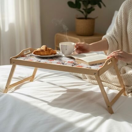 Best Foldable Wooden Bed Tray Table and Lap Desk in Pakistan | 21.5 x 14 x 10 Inch Laptop Serving Platter | High-Quality Household Items for Breakfast in Bed.