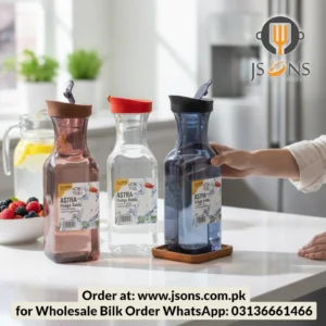 Astra 1.1 litre square plastic fridge bottle with secure lock lid available in smoke black champagne brown blue and transparent white colors in Pakistan