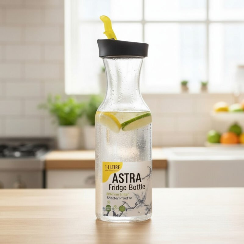 Astra 1.1 Liter Fridge Bottle with lemon slices and mint for detox water.